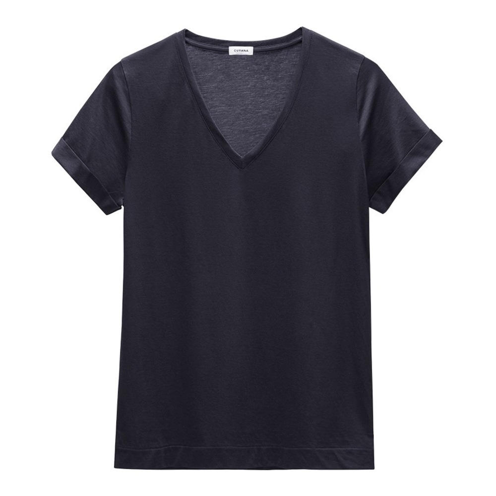 CUYANA Classic V Neck Tee in Navy | Small